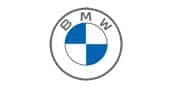 BMW logo featuring a circular design with the letters B M W at the top and a central circle divided into blue and white quadrants.