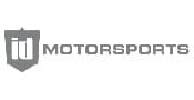 Gray MOTORSPORTS text in uppercase next to a stylized shield logo containing three vertical bars, all on a white background.