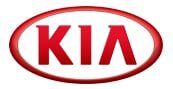 The image shows the KIA logo with the word KIA in bold red letters inside a red oval outline on a white background.