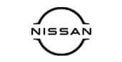 Nissan logo featuring the word NISSAN in bold, black, uppercase letters, centered within a minimalist, incomplete circular outline. The background is white.