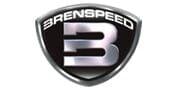 A black and silver shield-shaped logo with a large metallic letter B in the center and the word BRENSPEED written above the B in stylized capital letters.